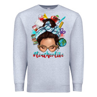 Heather Grey teacher life messy bun Premium Sweatshirt - texasbilliewilder