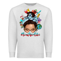 Oatmeal Heather teacher life messy bun Premium Sweatshirt - texasbilliewilder
