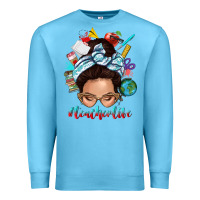 Ocean Blue teacher life messy bun Premium Sweatshirt - texasbilliewilder