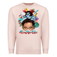 Pale Pink teacher life messy bun Premium Sweatshirt - texasbilliewilder