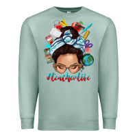 Seafoam teacher life messy bun Premium Sweatshirt - texasbilliewilder