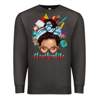 Smoke teacher life messy bun Premium Sweatshirt - texasbilliewilder