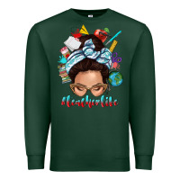 Teacher Life Messy Bun Premium Sweatshirt | Teevron