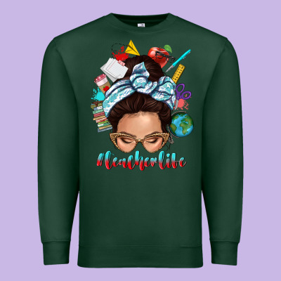 Premium Sweatshirt teacher life messy bun