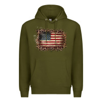 Army Green Old Leopard American Flag Frame Premium Hoodie - Bettercallsaul
