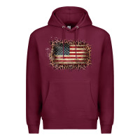 Burgundy Old Leopard American Flag Frame Premium Hoodie - Bettercallsaul