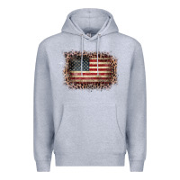Heather Grey Old Leopard American Flag Frame Premium Hoodie - Bettercallsaul