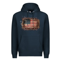 Navy Old Leopard American Flag Frame Premium Hoodie - Bettercallsaul