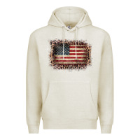 Oatmeal Heather Old Leopard American Flag Frame Premium Hoodie - Bettercallsaul