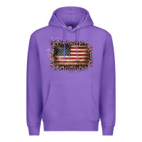 Purple Old Leopard American Flag Frame Premium Hoodie - Bettercallsaul