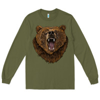 Army Green bear head Long Sleeve Tee - BarkalooDesign