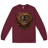 Burgundy bear head Long Sleeve Tee - BarkalooDesign