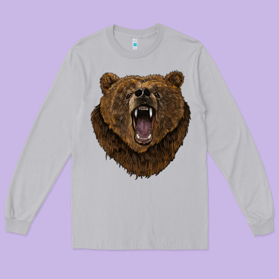 Bear Head Long Sleeve Tee Designed By Barkaloodesign