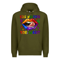 Army Green kiss whoever you want Premium Hoodie - JahusDesignShop