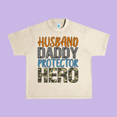 Husband Daddy Protector Hero Urban Heavy Tee Designed By Artiststas