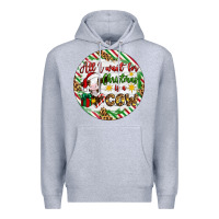 Heather Grey Christmas all i want for christmas is a cow Premium Hoodie - Artiststas