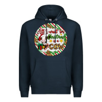 Navy Christmas all i want for christmas is a cow Premium Hoodie - Artiststas