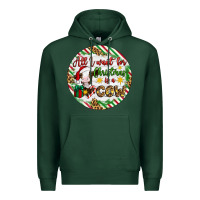 Sports Green Christmas all i want for christmas is a cow Premium Hoodie - Artiststas