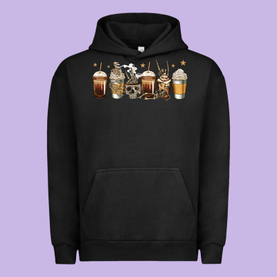 Skeleton Coffee Cups Urban Hoodie Designed By Jasminsmagicworld