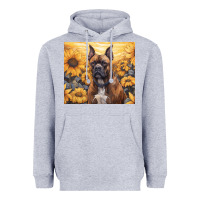 Heather Grey boxer dog Heavyweight Hoodie - Unal Design