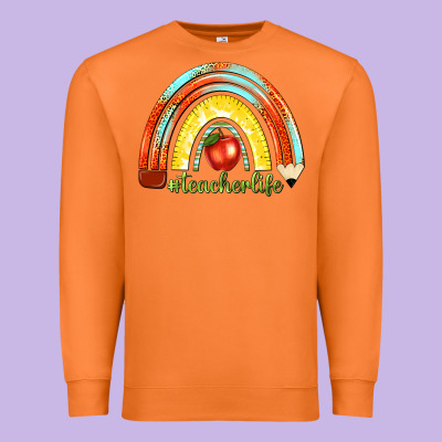 Premium Sweatshirt teacher life with rainbow