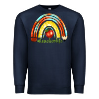 Navy teacher life with rainbow Premium Sweatshirt - texasbilliewilder