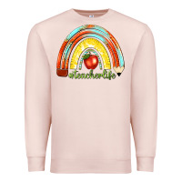 Pale Pink teacher life with rainbow Premium Sweatshirt - texasbilliewilder