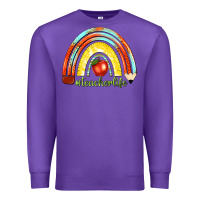 Purple teacher life with rainbow Premium Sweatshirt - texasbilliewilder