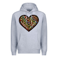 Heather Grey pride leopard heart Premium Hoodie - JahusDesignShop