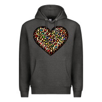 Charcoal Heather pride leopard heart Premium Hoodie - JahusDesignShop
