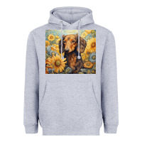 Heather Grey dachshund Heavyweight Hoodie - Unal Design