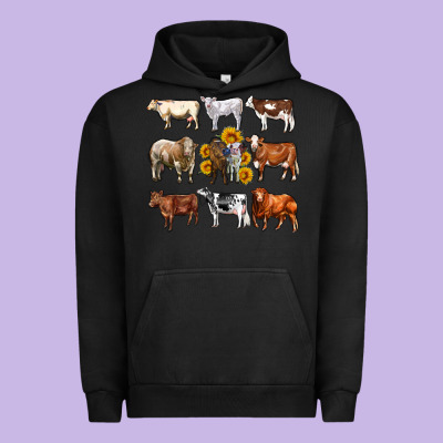 Western Cowsand Sunflowers Urban Hoodie Designed By Adodesignshop