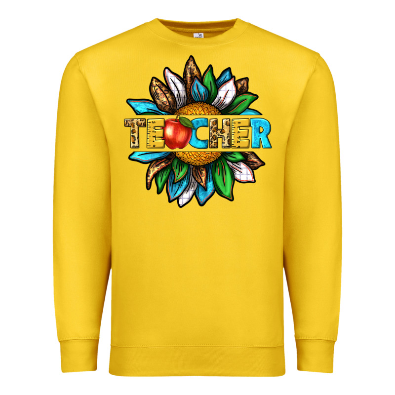 Teacher Sunflower Tbw Premium Sweatshirt by texasbilliewilder | Teevron