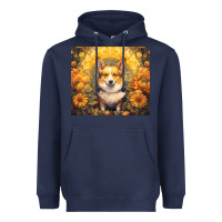 Navy pembroke welsh corgi Heavyweight Hoodie - Unal Design