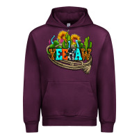 Mauve Wine yeehaw and cactus with horseshoe Urban Hoodie - AdoDesignShop
