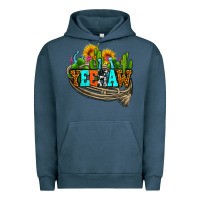 Pigment Midnight Navy yeehaw and cactus with horseshoe Urban Hoodie - AdoDesignShop