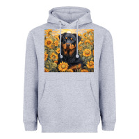 Heather Grey rotweiler Heavyweight Hoodie - Unal Design