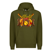 Army Green softball mom Premium Hoodie - AdoDesignShop