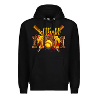 Black softball mom Premium Hoodie - AdoDesignShop
