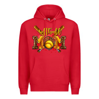 Red softball mom Premium Hoodie - AdoDesignShop
