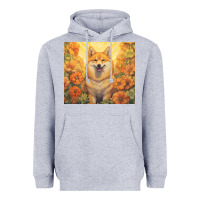 Heather Grey shiba inu Heavyweight Hoodie - Unal Design
