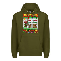Army Green Christmas Dear Santa Just Bring Wine Premium Hoodie - Artiststas