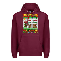 Burgundy Christmas Dear Santa Just Bring Wine Premium Hoodie - Artiststas