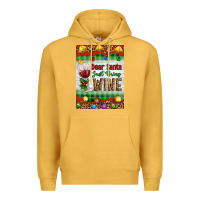 Mustard Christmas Dear Santa Just Bring Wine Premium Hoodie - Artiststas