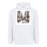 White Japan Street Heavyweight Hoodie - Unal Design
