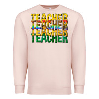 Pale Pink teacher teacher teacher Premium Sweatshirt - texasbilliewilder