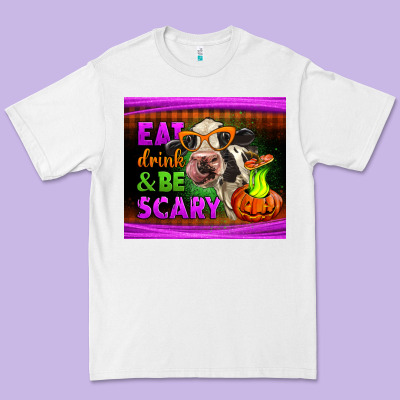 Eat Drink And Be Scary Cow Premium Tee Designed By Lillyallendesigns
