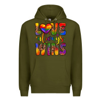 Army Green love always wins Premium Hoodie - JahusDesignShop