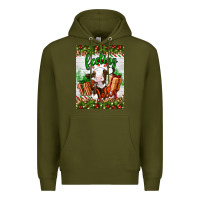 Army Green Christmas feeling jolly cow Premium Hoodie - Artiststas