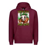 Burgundy Christmas feeling jolly cow Premium Hoodie - Artiststas